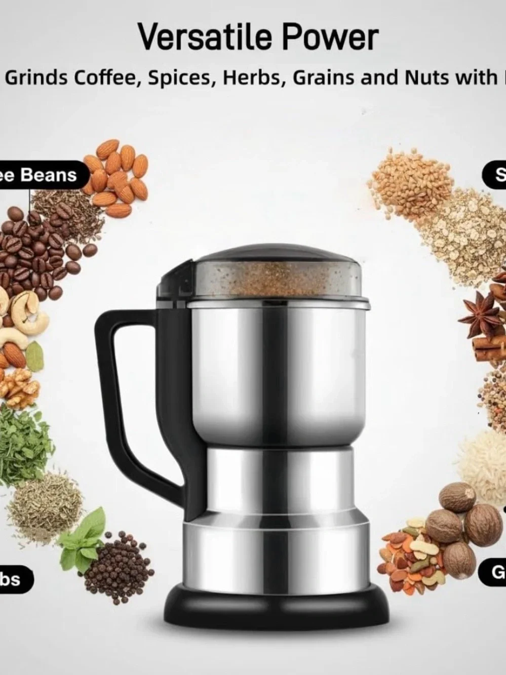 NIMA 8300 Stainless Steel Electric Coffee Spice Nut Grinder Mill Home Kitchen